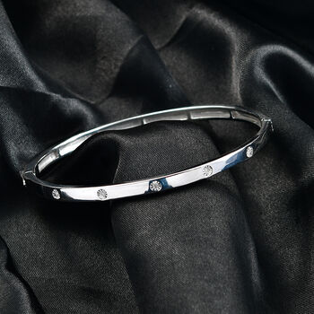 EverTrue 19cm Armreif mit Diamantakzenten, Silberton