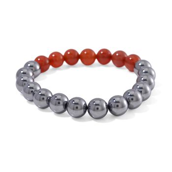 Flexibles Terahertz und orangefarbenes Achat Armband - 140 ct.