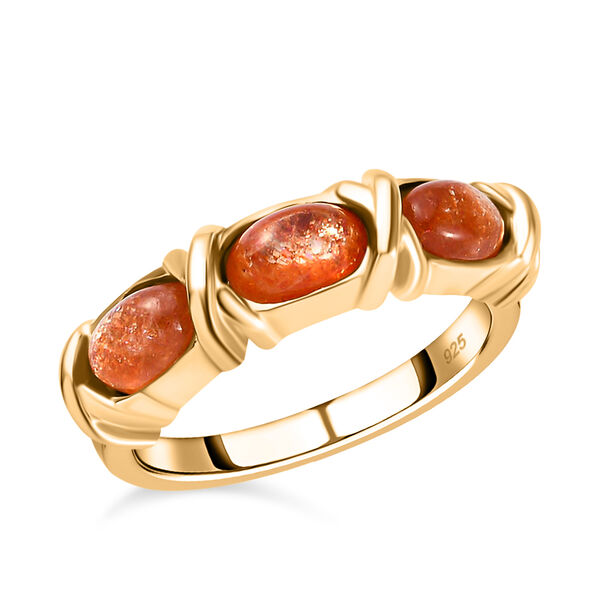 Korevora Sonnenstein 3-Stein-Ring, 925 Silber vergoldet  ca. 1,49 ct image number 4