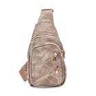 Crossbody-Slingbag aus Nylon mit RFID-Schutz, ca. 19 x 8 x 32 cm, verstellbarer Trageriemen, beige