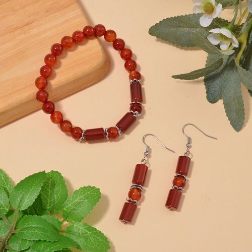 Rotes Achat-Schmuckset - 136 ct. image number 1