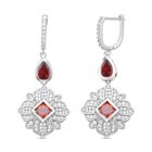 Rote und weiße Zirkonia Ohrringe, Messing, ca. 1.80 ct