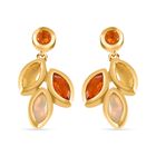 Feueropal, Kanarischer Opal Ohrringe 925 Silber 750 Gelbgold Vermeil ca. 1.07 ct