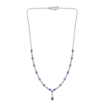Tansanit Halskette ca. 45 cm 925 Silber rhodiniert ca. 3,76 ct.