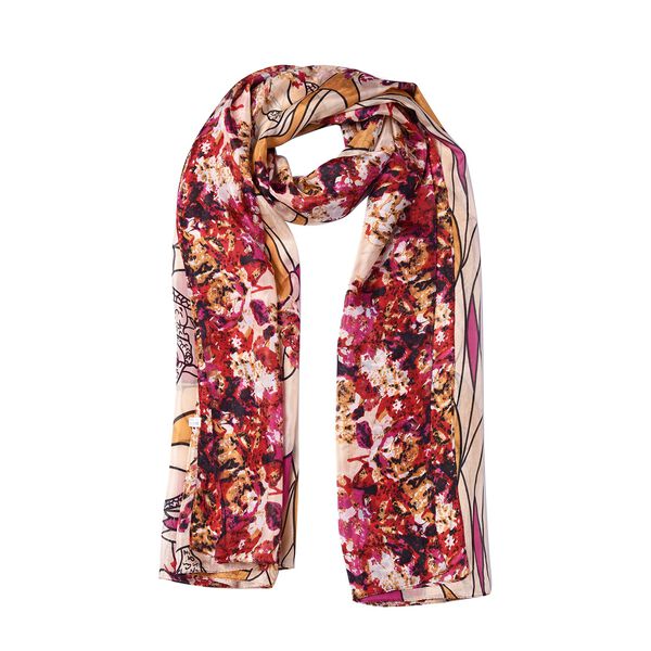 LA MAREY - 100% nat&uuml;rlicher, bedruckter Maulbeerseiden-Schal in Geschenkbox, 110x180 cm, Mehrfarbig image number 4