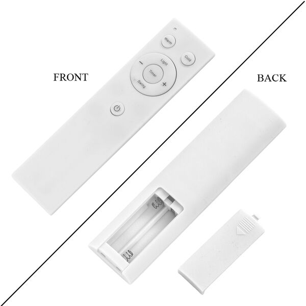 "Warm and cool dual use Bladeless design air outlet 120&deg;rotating air supply 3 wind speeds adjustment 2 warm gear power, instant heating Ultrasonic atomization, warm but not dry UV light for sterilization 2 colors light (cool-blue, warm-red) Remote control image number 8