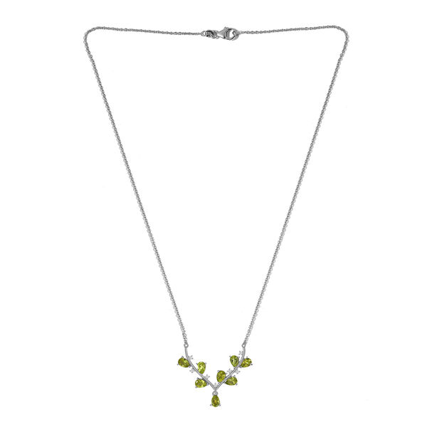 Nat&uuml;rliches Peridot, wei&szlig;es Zirkon Collier, ca. 45 cm, 925 Silber platiniert, ca. 3.95 ct image number 5
