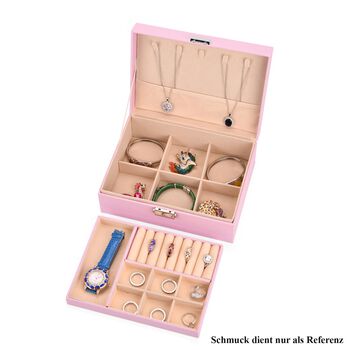 2-lagige PU Schmuckbox, 22,8x17x8,5cm, Rosa
