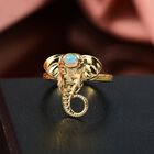 D’joy AA Natürlicher, äthiopischer Welo Opal Ring 925 Silber 750 Gelb Vergoldet (Größe 19.00) ca. 0.12 ct image number 1