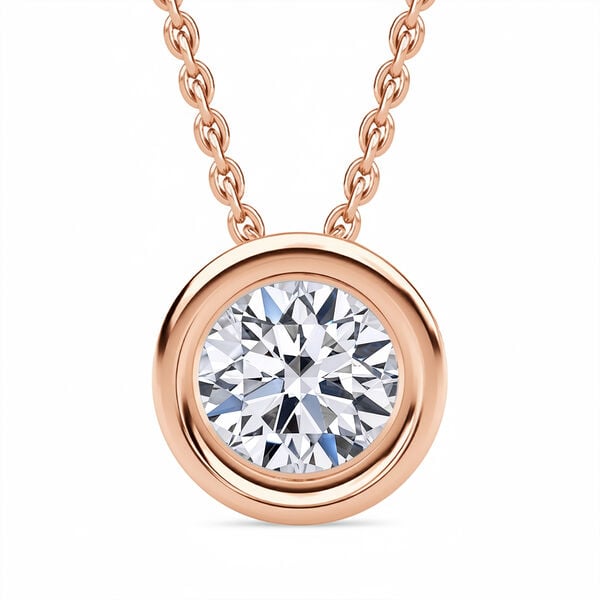 LUXURIANT VS-EF Labor Diamant Anhänger mit 50cm Kette, 925 Silber Roségold Vermeil- 0,25 ct. image number 0