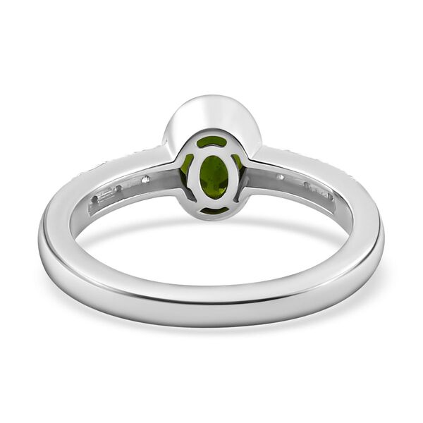 Nat&uuml;rlicher Chromdiopsid, Wei&szlig;er Zirkon Ring 925 Silber platiniert (Gr&ouml;&szlig;e 17.00) ca. 0,90 ct image number 6