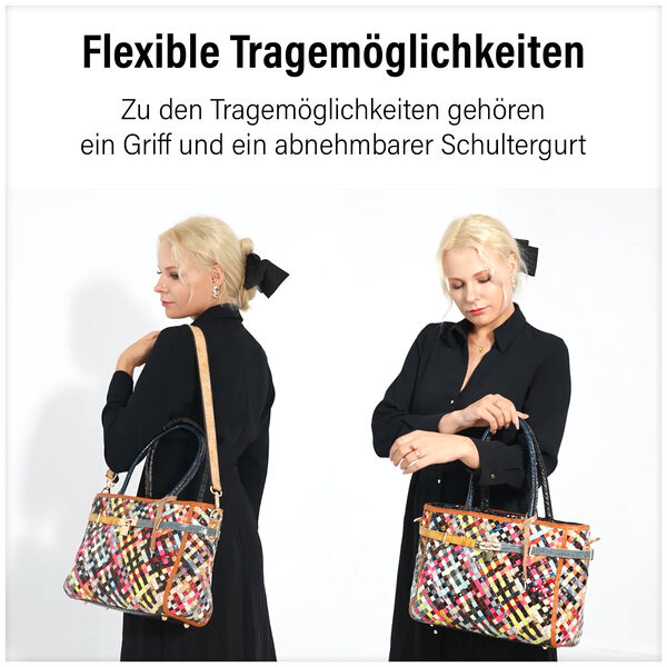 Chaos by Elsie - 100% gewebter Echtleder Tasche mit RFID schutz, 35x24x15 cm, gl&auml;nzend image number 9