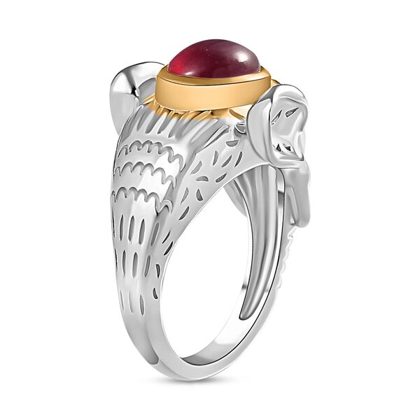 AA Afrikanischer Rubin (Fissure gefüllt) Ring 925 Silber Rhodiniert und 750 Gelbgold Vermeil (Größe 17.00) ca. 2,93 ct image number 5