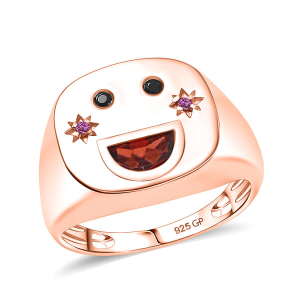 GP Celestial Kollektion- Mosambik Granat, schwarzer Spinell rosa und blauer Saphir Ring, 925 Silber ros&eacute;vergoldet - 0,53 ct. image number 5