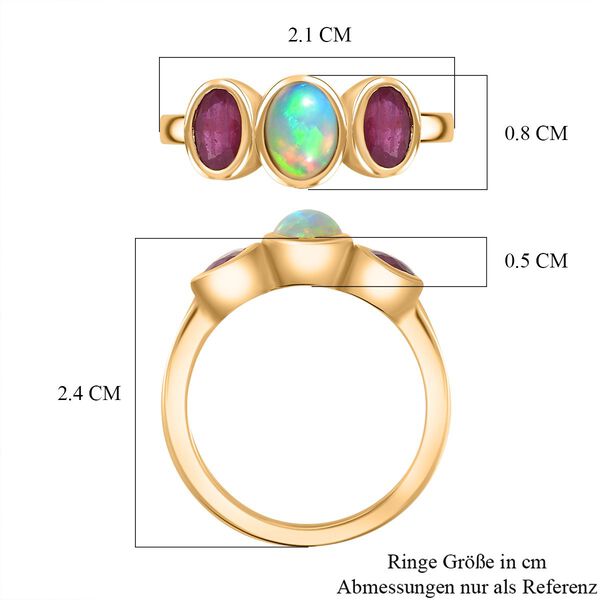 AA nat&uuml;rlicher, &auml;thiopischer Welo Opal und afrikanischer Rubin Ring - 1,89 ct. image number 7