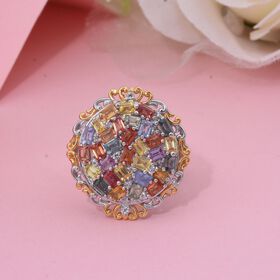 Mehrfarbiger Saphir und Zirkon Ring - 3,6 ct.