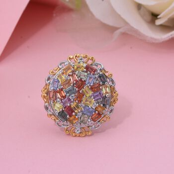 Mehrfarbiger Saphir und Zirkon Ring - 3,6 ct.