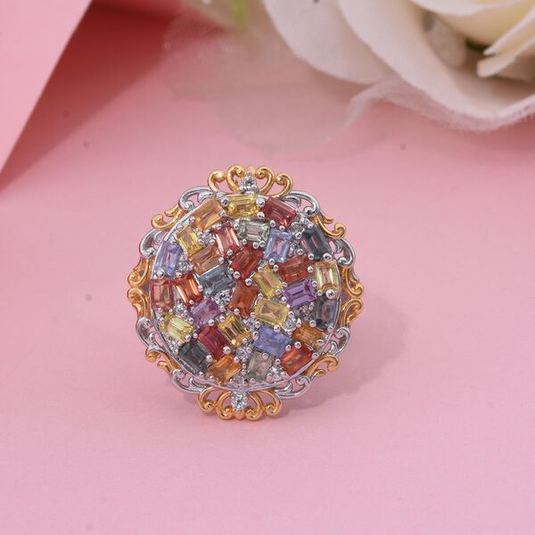 Mehrfarbiger Saphir und Zirkon Ring - 3,6 ct. image number 1