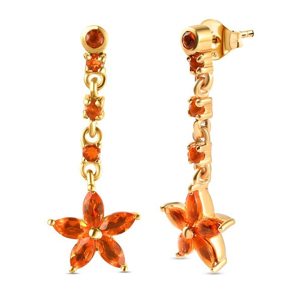 Salamanca Feueropal florale Ohrh&auml;nger, 925 Silber vergoldet, 0,73 ct. image number 5