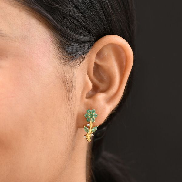 Kagem Sambischer Smaragd Ohrringe 925 Silber 750 Gelbgold Vermeil ca. 1.74 ct image number 3