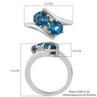 London Blautopas und Zirkon Ring 925 Silber Platin-Überzug image number 6