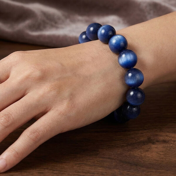 Simuliertes flexibles blaues Katzenauge Armband - 180 ct. image number 3