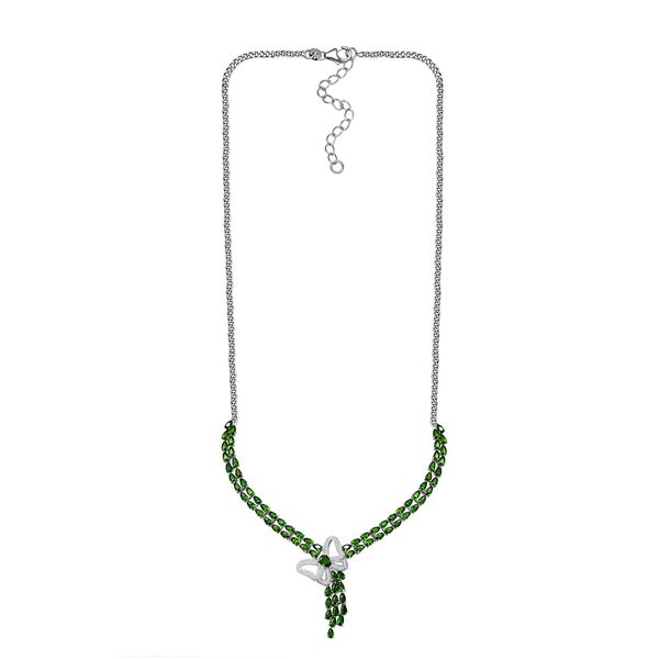 Natürliche Chromdiopsid und Zirkon-Halskette, 45 cm - 21,02 ct. image number 7