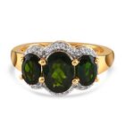 Natürlicher Chromdiopsid-Ring, 925 Silber vergoldet (Größe 20.00) ca. 2,60 ct