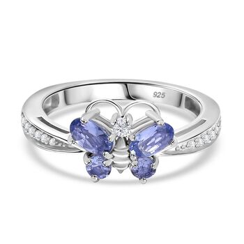 Tansanit und Zirkon Ring  - 0,86 ct.