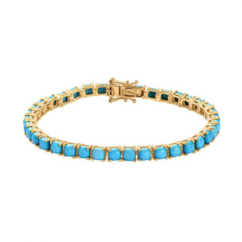 AA Amerikaniches Sleeping Beauty Türkis Armband, ca. 18 cm 925 Silber Gelbgold Vermeil ca. 12.28 ct image number 0