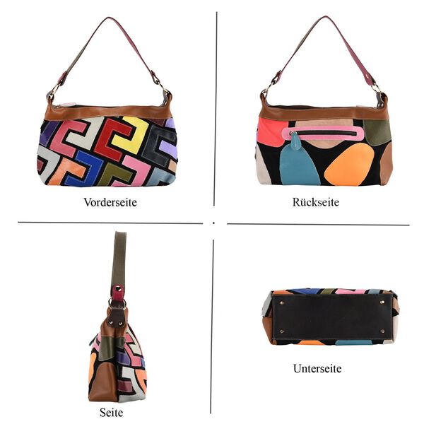 Chaos by Elsie- Echtleder-Crossbody-Tasche, RFID-Schutz, matte Pr&auml;gung, 32x12,5x22cm, Mehrfarbig image number 5