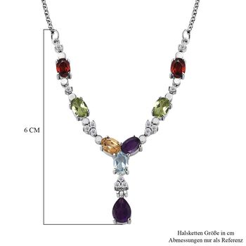 Mehrfarbige Edelstein Halskette, ca. 45 cm Edelstahl ca. 4.40 ct