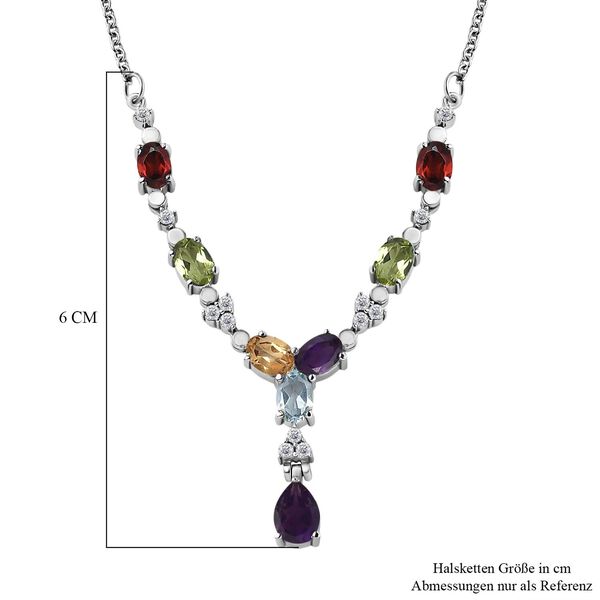 Mehrfarbige Edelstein Halskette, ca. 45 cm Edelstahl ca. 4.40 ct image number 4