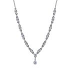Espirito Santo Aquamarin und Weißer Zirkon Collier, ca. 45 cm 925 Silber platiniert ca. 4.90 ct