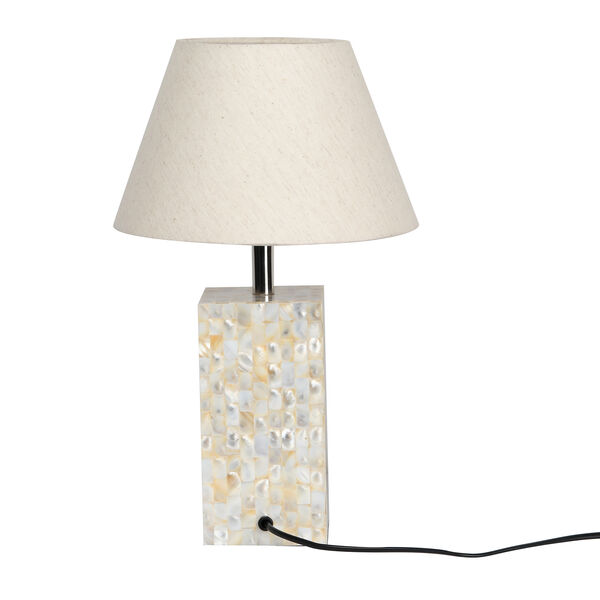 NAKKASHI - Handgefertigte Perlmutt Tischlampe, inkl. Lampenschirm, Elfenbeinfarben image number 4