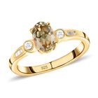 AAA Turkizit und weißer Diamant Ring, 925 Silber Gelbgold Vermeil  ca. 0,93 ct image number 3