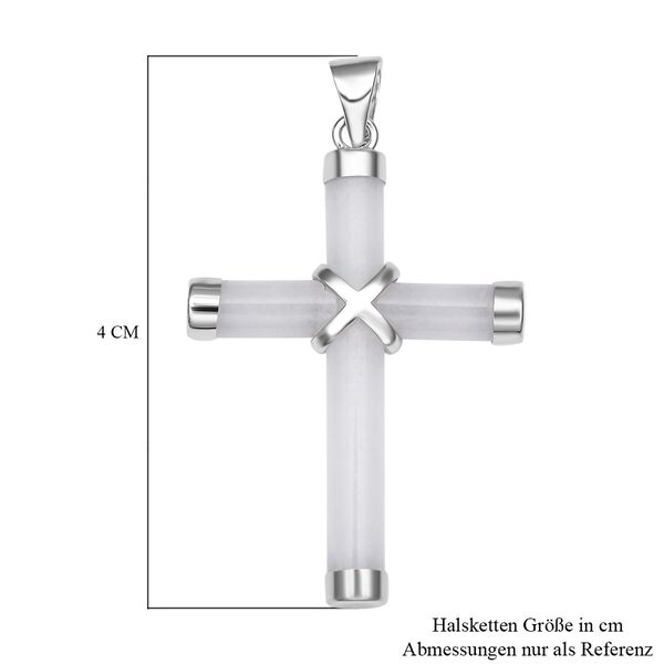 Wei&szlig;er Jade Kreuz-Anh&auml;nger, 925 Silber rhodiniert ca. 5,00 ct image number 5