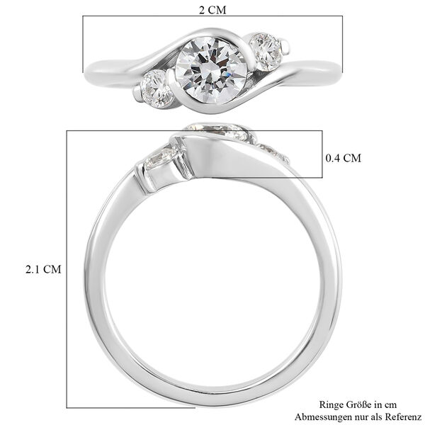 LUSTRO STELLA - feinster Zirkonia-Ring, 925 Silber platiniert image number 7