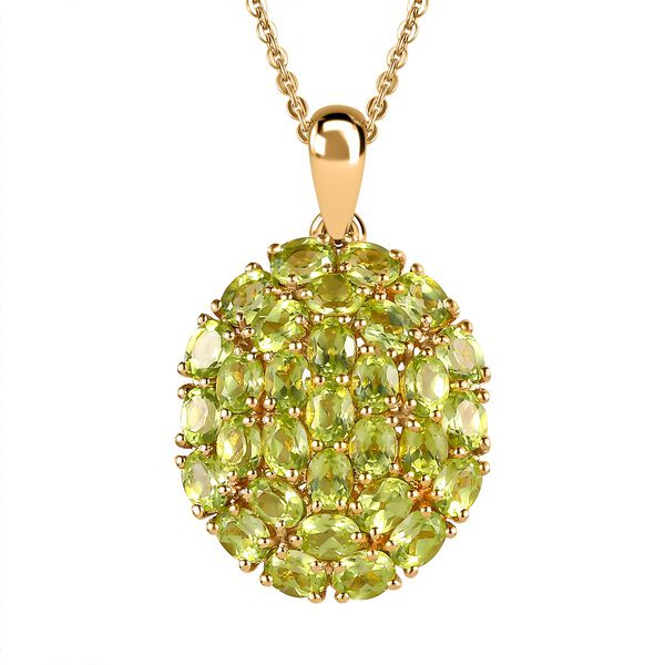 Peridot Anh&auml;nger mit Kette, 925 Silber Gelbgold Vermeil ca. 4,65 ct