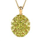 Peridot Anhänger mit Kette, 925 Silber Gelbgold Vermeil ca. 4,65 ct