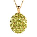 Peridot Anhänger mit Kette, 925 Silber Gelbgold Vermeil ca. 4,65 ct image number 0