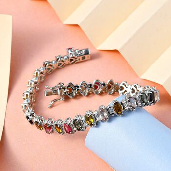 Mehrfarbiges Turmalin und Zirkon-Armband, 20 cm - 13,95 ct.