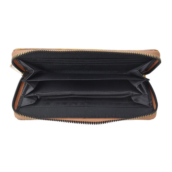 3er-Set Jute Brieftasche, Blattmuster, Gr&ouml;&szlig;e 19,5x3x9,5 cm, Khaki und Gold image number 3