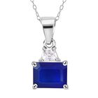 Blauer Spinell, Weißer Zirkon Anhänger 925 Silber rhodiniert ca. 2.97 ct