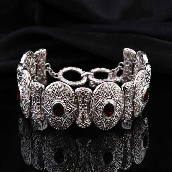Royal Bali - Nat&uuml;rlicher Rhodolith Granat Armband, ca. 19 cm 925 Silber. ca.49.5g, ca. 1.01 ct image number 1