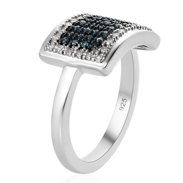 Blauer und Wei&szlig;er Diamant Ring 925 Silber platiniert  ca. 0,33 ct image number 5