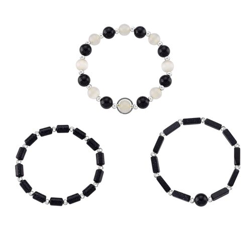 Blauer Sandstein, Erstellt weißes Katzenaugen Schmuckset ca. 175,00 ct. image number 0