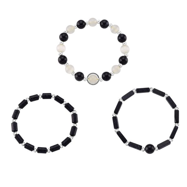 Blauer Sandstein, Erstellt wei&szlig;es Katzenaugen Schmuckset ca. 175.00 ct