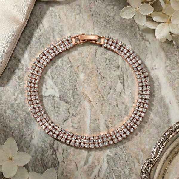 Wei&szlig;er Zirkonia Armband ca. 19 cm Nickelfreies Messing Standard 4.00 ct image number 1