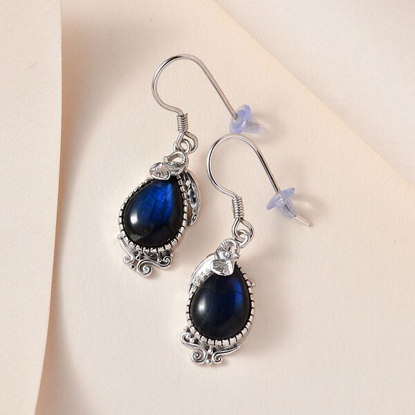 AAA Labradorit Ohrringe, 925 Silber platiniert ca. 12.08 ct image number 1